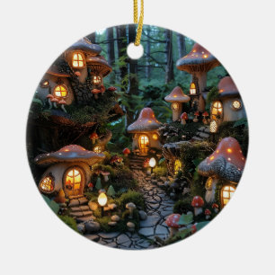 Dorf Gnome zur Zeit des Abends Keramik Ornament