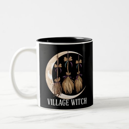 Dorf Hexengotik Okkult Wicca Landschaft Zweifarbige Tasse (Links)
