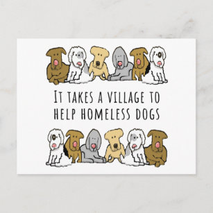 Dorf Hilfe Obdachlosen Hund Rettung Postkarte