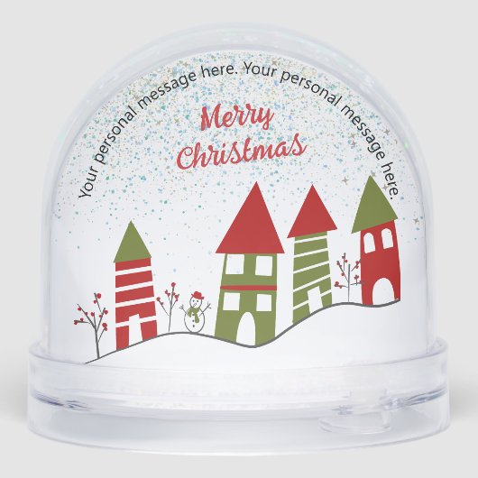 Dorf im Schnee bei der Weihnachtsnachricht Schneekugeln (Rückseite)