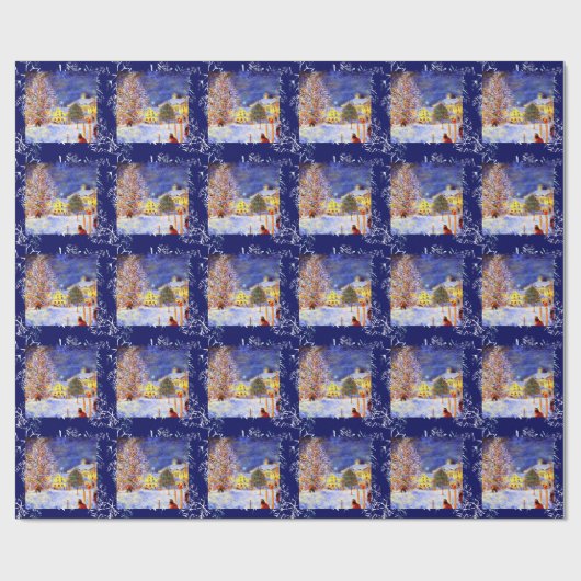 Dorf im Winter Geschenkpapier (Flach)