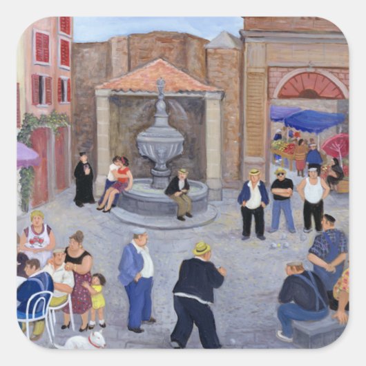 Dorf in der Provence Quadratischer Aufkleber (Vorderseite)