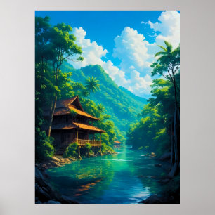 Dorf in der Umarmung der Natur Poster