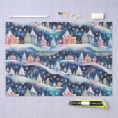 Dorf in einem Schneesturm Seidenpapier (Handwerk)