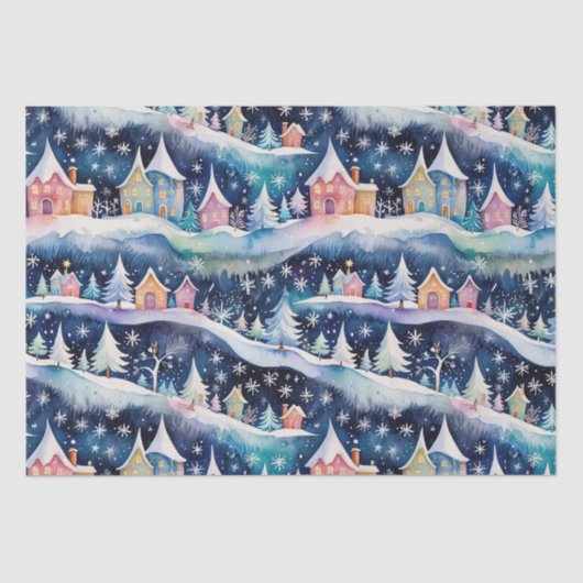 Dorf in einem Schneesturm Seidenpapier (Vorderseite)