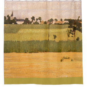 Dorf in Frankreich impressionistische Landschaftsk Duschvorhang