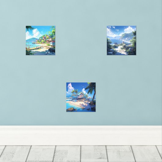 Dorf in Küstenstadt Bilderwand Sets (Holzboden)