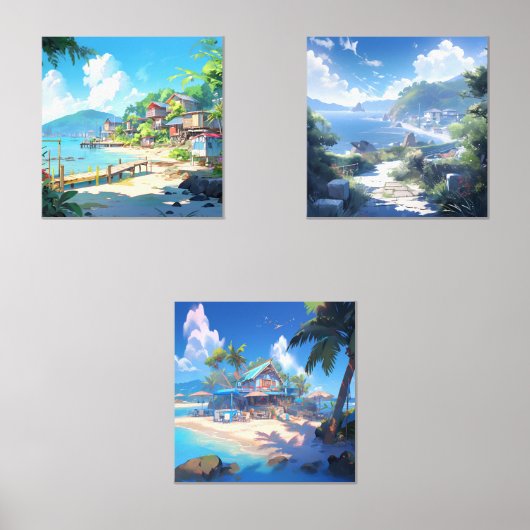 Dorf in Küstenstadt Bilderwand Sets (Vorderseite)