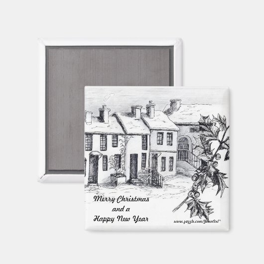 Dorf in Snow Magnet (Vorderseite/Rückseite)