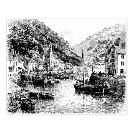 Dorf Lynmouth, Devon Gummistempel (Prägung)