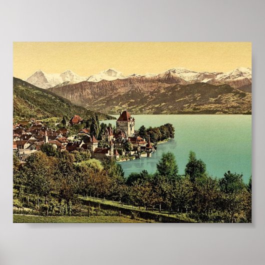 Dorf Oberhofen, Berner Oberland, Schweiz c Poster (Vorne)