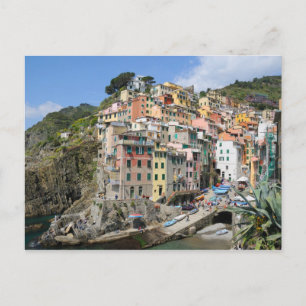 Dorf Riomaggiore in Cinque Terre, Italien Postkarte