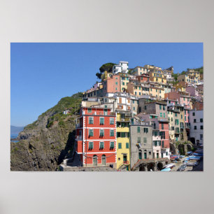 Dorf Riomaggiore in Italien Poster