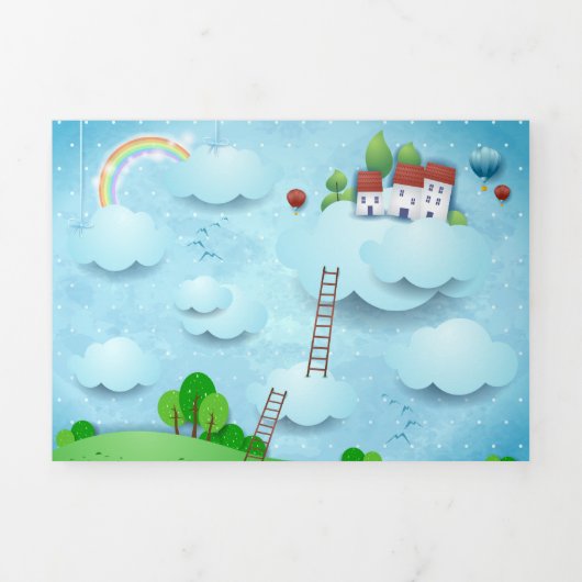 Dorf über den Wolken Dreifach Gefaltete Karte (Cover)