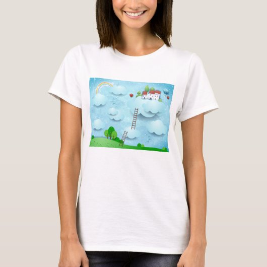 Dorf über den Wolken T-Shirt (Vorderseite)