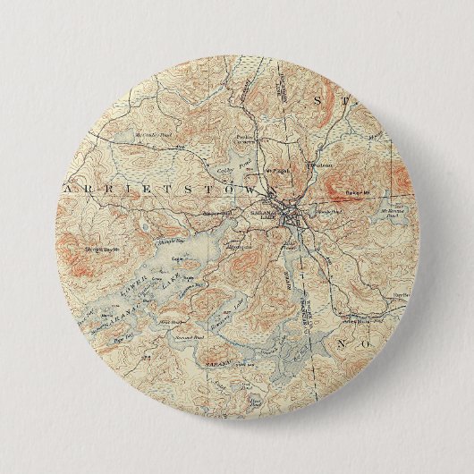 Dorf und Gebiet des Saranac Sees in Adirondacks Button (Vorderseite)