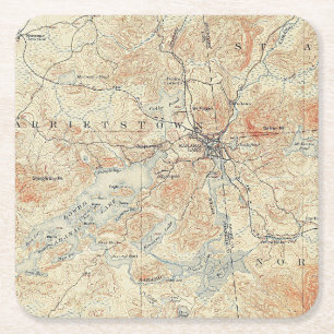 Dorf und Gebiet des Saranac Sees in Adirondacks Rechteckiger Pappuntersetzer