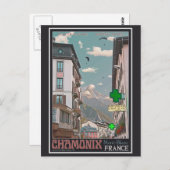 Dorf von Chamonix (Schwarzes) Postkarte (Vorne/Hinten)