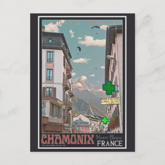 Dorf von Chamonix (Schwarzes) Postkarte