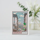 Dorf von Chamonix (weiß) Postkarte (Stehend Vorderseite)