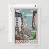 Dorf von Chamonix (weiß) Postkarte (Vorne/Hinten)