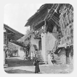 Dorf von Wallis, Anfang des 20. Jahrhunderts Quadratischer Aufkleber