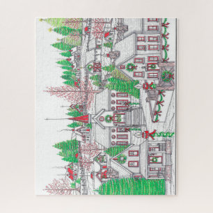 Dorf-Weihnachtsrätsel im Vintage-Stil Puzzle