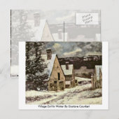 Dorfausfahrt im Winter mit gustave Courbet Postkarte (Vorne/Hinten)
