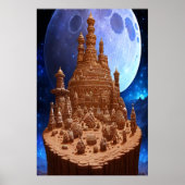 Dörfchen Gingerbrot und Mond | Art der AI Poster (Vorne)