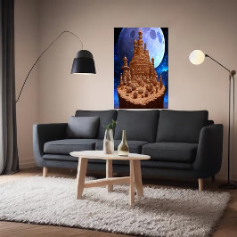 Dörfchen Gingerbrot und Mond | Art der AI Poster