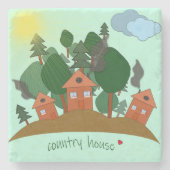 Dorfhäuser am Waldrand. Steinuntersetzer (Vorderseite)