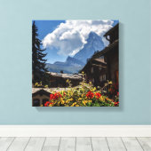 Dorfhäuser Matterhorn und Zermatt, Schweiz Leinwanddruck (Insitu (Holzboden))
