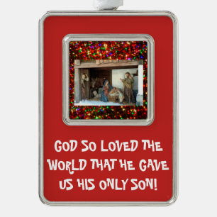 Dorfkrippe Bunte Sterne Big Limbo Schriftart Rahmen-Ornament Silber