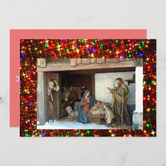 Dorfkrippe Feiertagskarte (Vorne/Hinten)