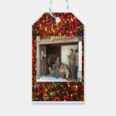 Dorfkrippe unter Canopy mehrfarbige Sterne Geschenkanhänger (Vorderseite)