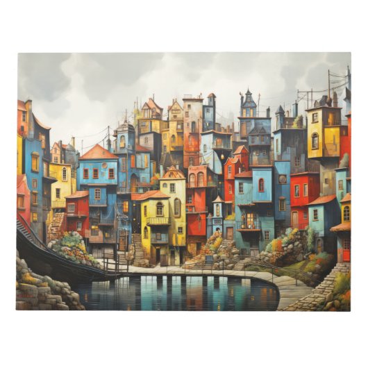 Dorflandschaft Abstrakte Kunst Notizblock (Vorderseite)