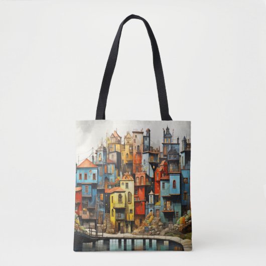 Dorflandschaft Abstrakte Kunst Tasche (Vorderseite)