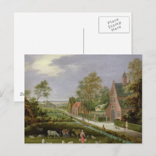 Dorflandschaft Postkarte (Vorne/Hinten)