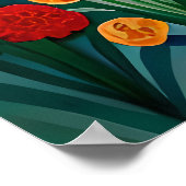 Dorfmalerei auf Strandklippe dekorierte Blume Poster (Ecke)