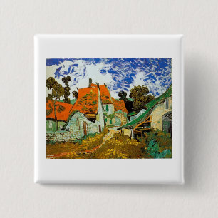 Dorfstraße in Auvers, Vincent van Gogh Button