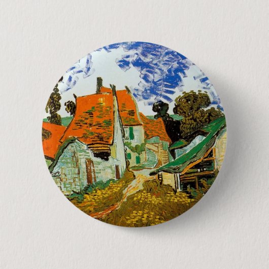 Dorfstraße in Auvers, Vincent van Gogh Button (Vorderseite)