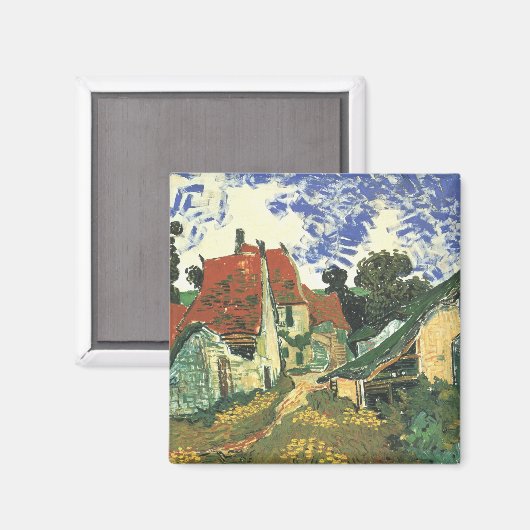 Dorfstraße in Auvers von Vincent van Gogh Magnet (Vorderseite/Rückseite)