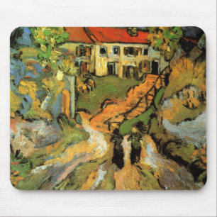 Dorfstraße und Treppen Auvers, Figuren Mousepad