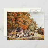 Dorfszene Aquarellmalerei Postcard! Postkarte (Vorne/Hinten)