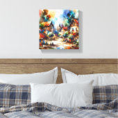 Dorfwasserfarbe Leinwanddruck (Insitu (Schlafzimmer))