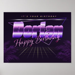 Dorian Name Vorname lila retro Poster Geburtstag