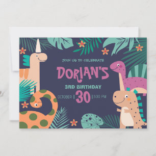 Dorians 3. Geburtstags-Dino-Party Einladung