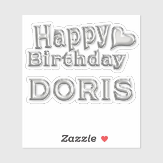 Doris Happy Birthday silver Aufkleber Sticker (Blatt)