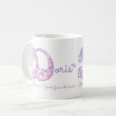 Doris name bedeutet Herzname Blume D Monogramm Tas Kaffeetasse (Vorderseite Links)