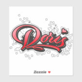 Doris red Heart Graffiti Aufkleber Sticker (Blatt)